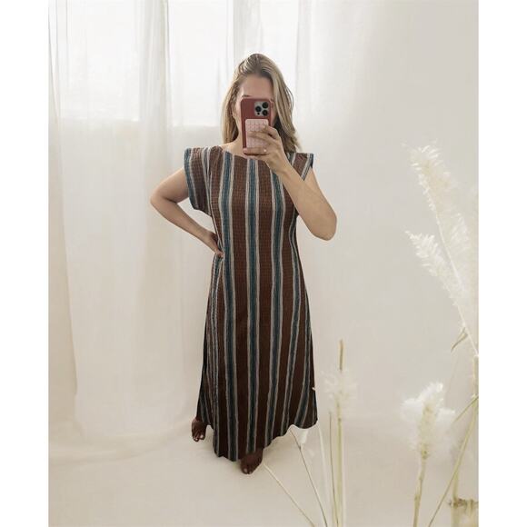 Mara Hoffman Striped Multicolor Brown Maxi Dress Size Small - Picture 2 of 9